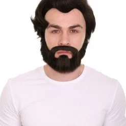 Adult Men's Medium Length Halloween Cosplay Antagonist Costume Wig With Beard, Synthetic Soft Fiber Hair, Perfect For Your Next Video Game Convention And Group Anime Party! | HPO