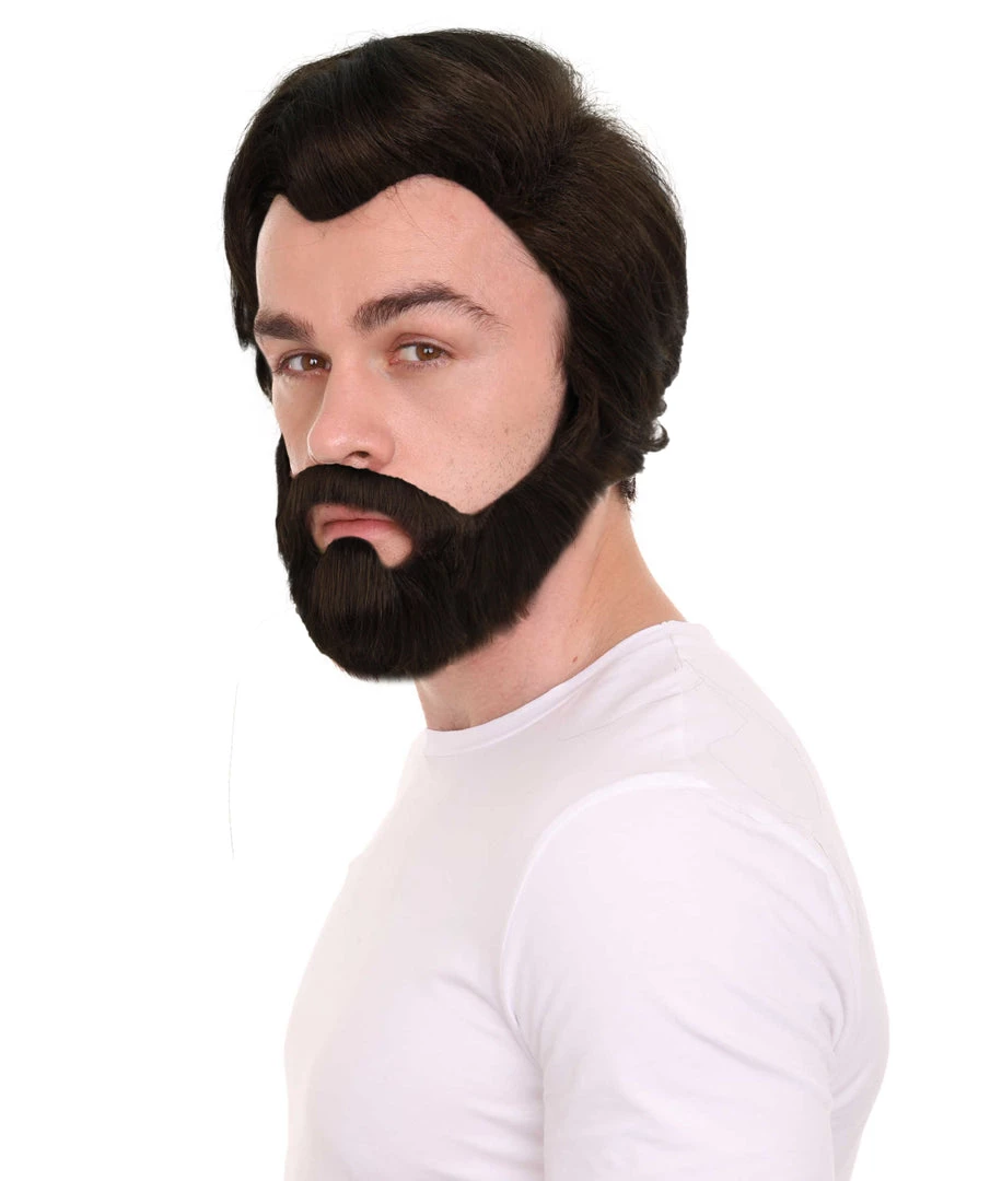 Adult Men's Medium Length Halloween Cosplay Antagonist Costume Wig With Beard, Synthetic Soft Fiber Hair, Perfect For Your Next Video Game Convention And Group Anime Party! | HPO
