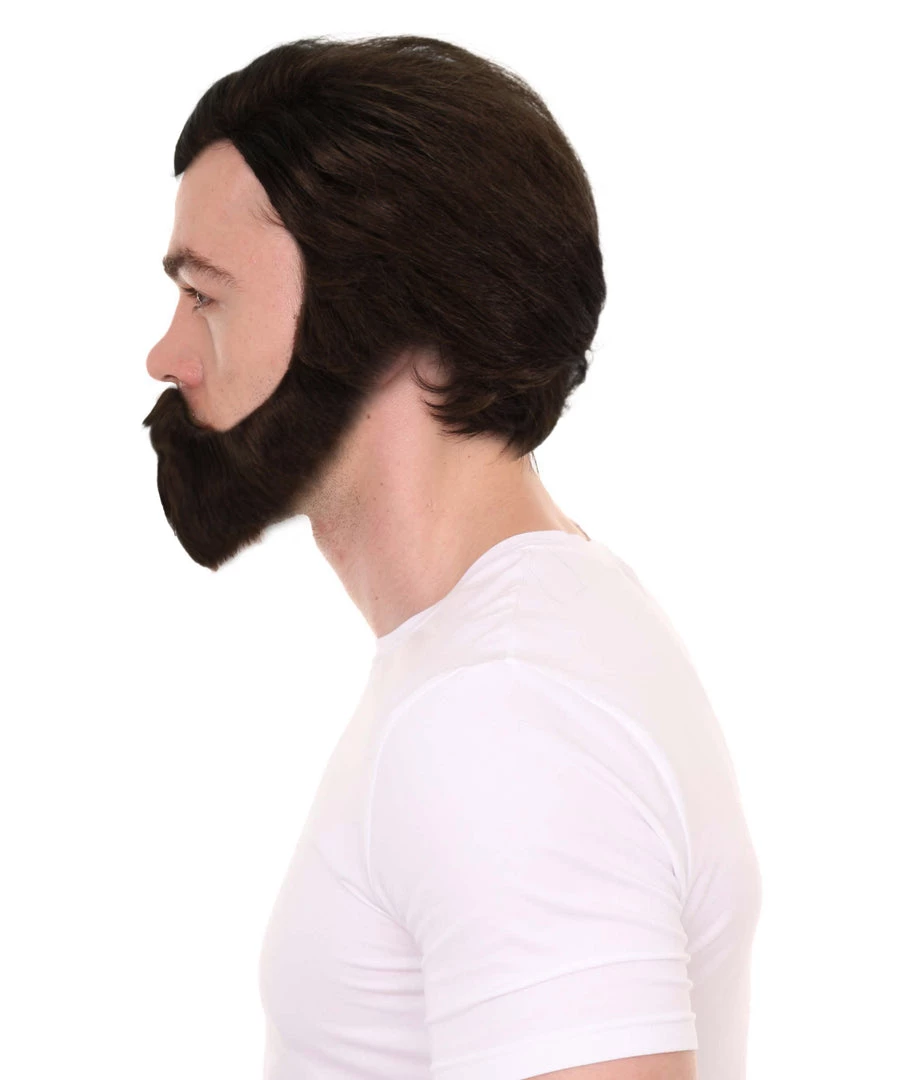 Adult Men's Medium Length Halloween Cosplay Antagonist Costume Wig With Beard, Synthetic Soft Fiber Hair, Perfect For Your Next Video Game Convention And Group Anime Party! | HPO