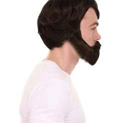 Adult Men's Medium Length Halloween Cosplay Antagonist Costume Wig With Beard, Synthetic Soft Fiber Hair, Perfect For Your Next Video Game Convention And Group Anime Party! | HPO