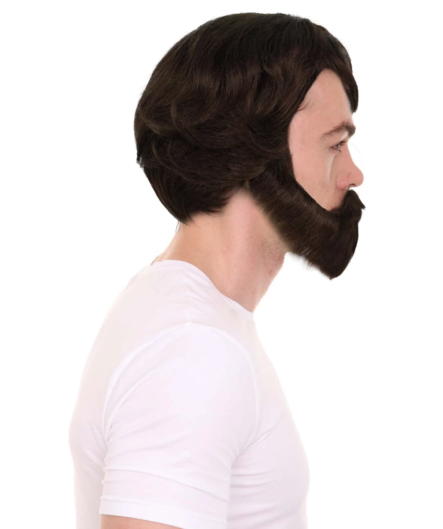 Adult Men's Medium Length Halloween Cosplay Antagonist Costume Wig With Beard, Synthetic Soft Fiber Hair, Perfect For Your Next Video Game Convention And Group Anime Party! | HPO