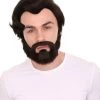 Adult Men's Medium Length Halloween Cosplay Antagonist Costume Wig With Beard, Synthetic Soft Fiber Hair, Perfect For Your Next Video Game Convention And Group Anime Party! | HPO