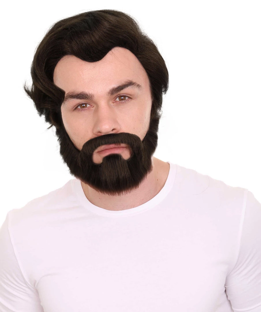 Adult Men's Medium Length Halloween Cosplay Antagonist Costume Wig With Beard, Synthetic Soft Fiber Hair, Perfect For Your Next Video Game Convention And Group Anime Party! | HPO