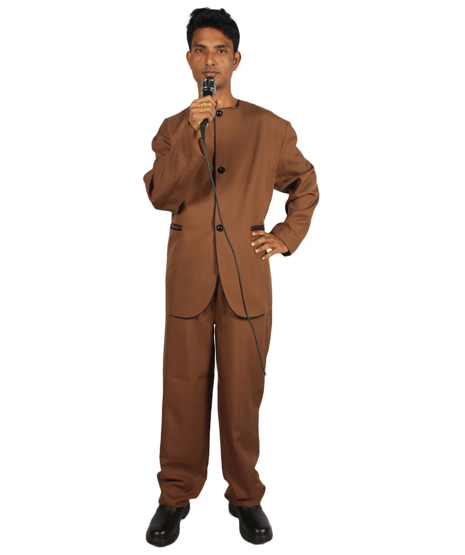HPO Adult Men's 70's Singer Costume | Brown Cosplay Costume