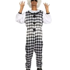 HPO Adult Men's Clown Costume | Black & White Cosplay Costume
