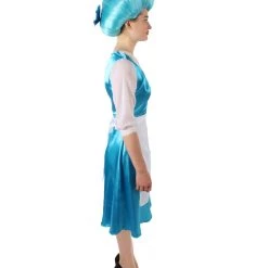 HPO Women's Belle Cosplay Costume Blue Maid Dress With Apron And Headwear