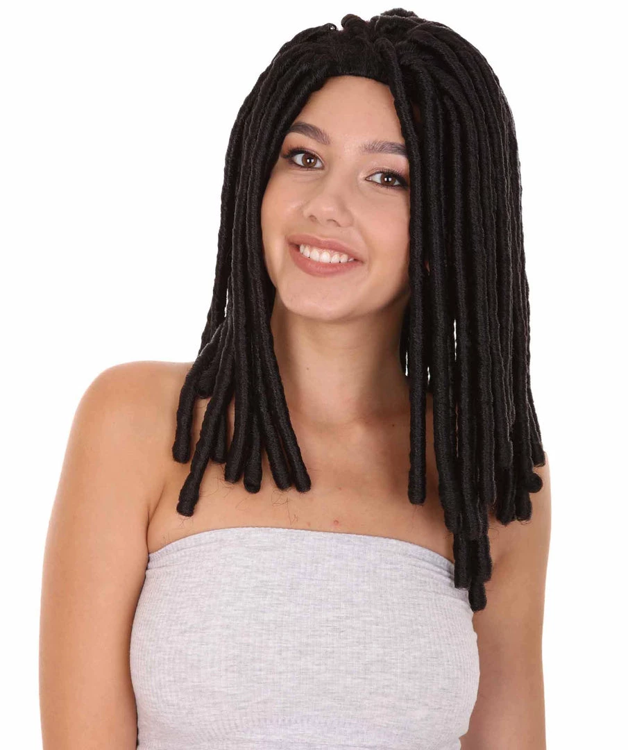 HPO Women's Long Black Dreadlock Womens Wig | Dramatical Halloween Wig | Premium Breathable Capless Cap