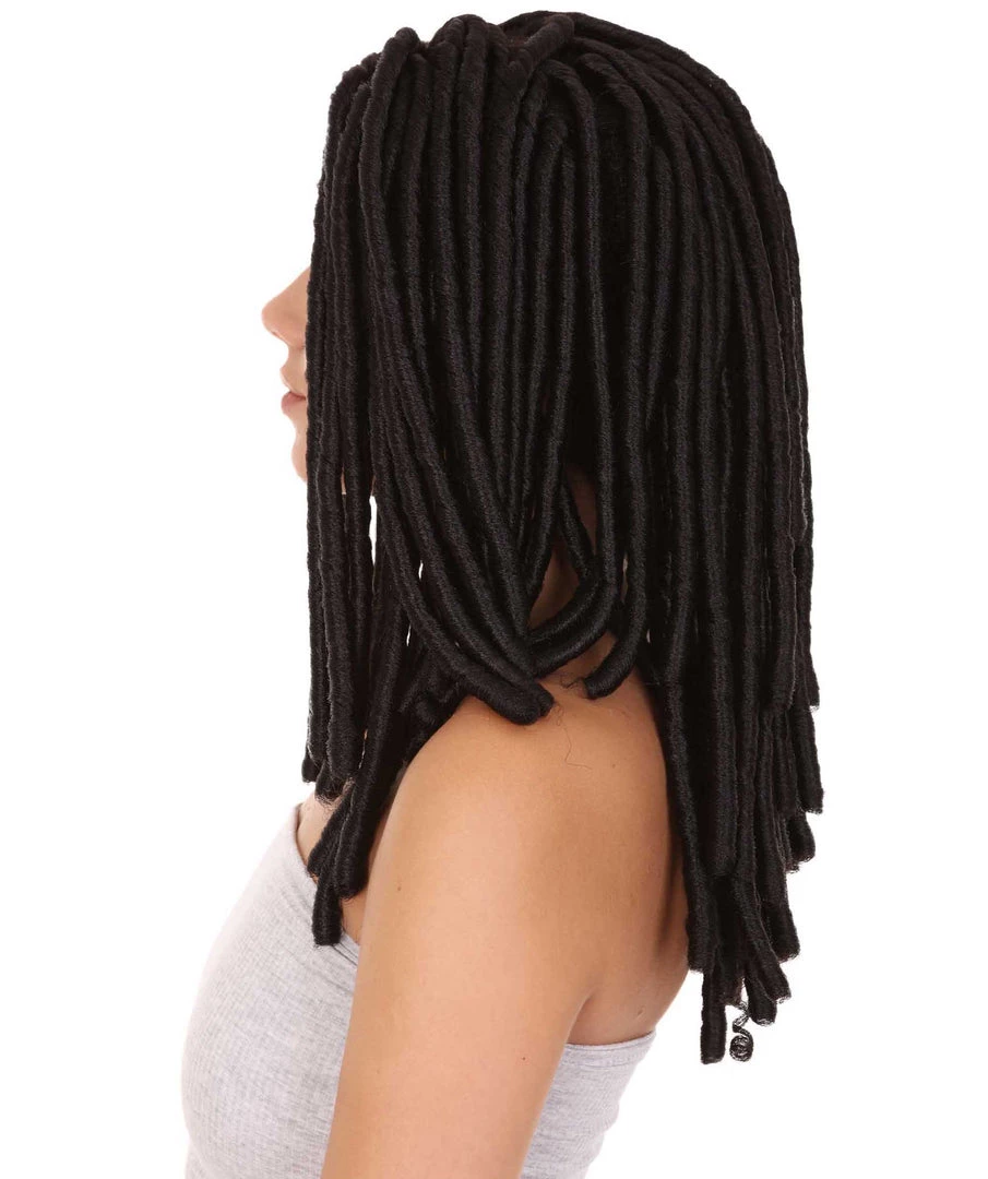 HPO Women's Long Black Dreadlock Womens Wig | Dramatical Halloween Wig | Premium Breathable Capless Cap
