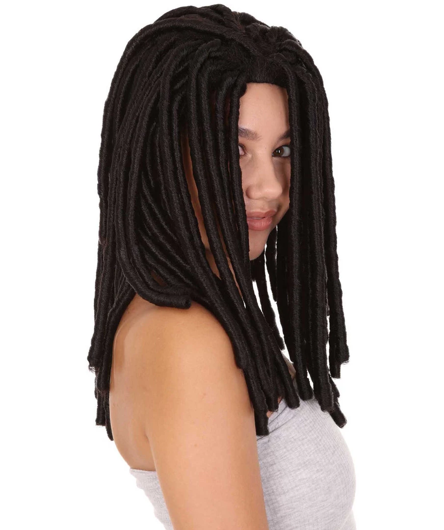 HPO Women's Long Black Dreadlock Womens Wig | Dramatical Halloween Wig | Premium Breathable Capless Cap