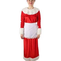 HPO Adult Women’s Mrs Claus Christmas Velvet Red Female Santa Dress Costume