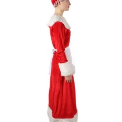 HPO Adult Women’s Mrs Claus Christmas Velvet Red Female Santa Dress Costume