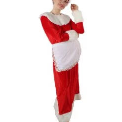 HPO Adult Women’s Mrs Claus Christmas Velvet Red Female Santa Dress Costume