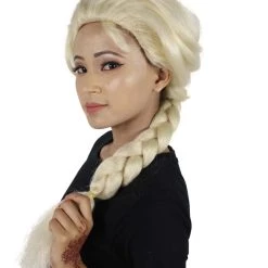 HPO Men's Queen Women Wig | Snow Movie Character Blonde Braided Cosplay Halloween Wig | Premium Breathable Capless Cap
