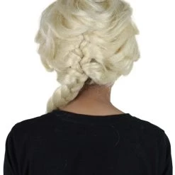 HPO Men's Queen Women Wig | Snow Movie Character Blonde Braided Cosplay Halloween Wig | Premium Breathable Capless Cap