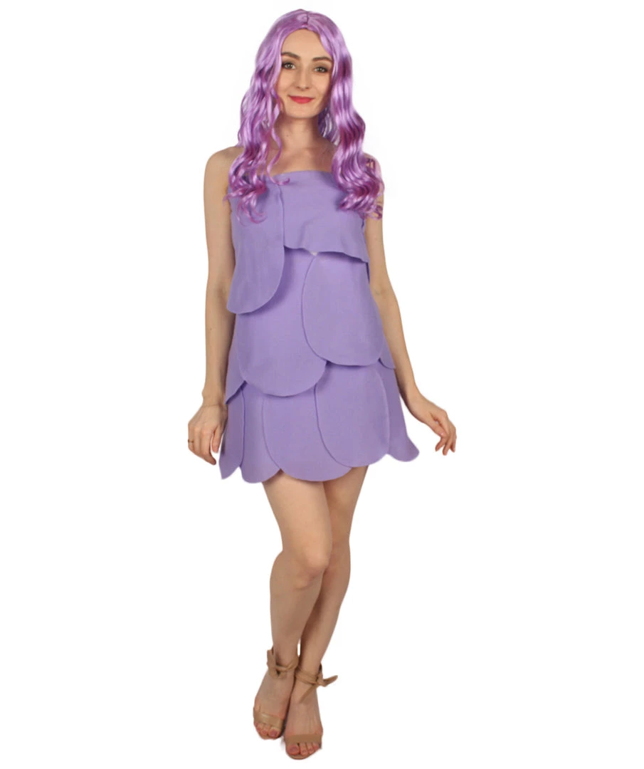 HPO Adult Women's Satin And Chenille Trolls Costume | Purple Cosplay Costume