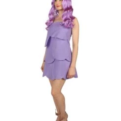 HPO Adult Women's Satin And Chenille Trolls Costume | Purple Cosplay Costume