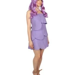 HPO Adult Women's Satin And Chenille Trolls Costume | Purple Cosplay Costume