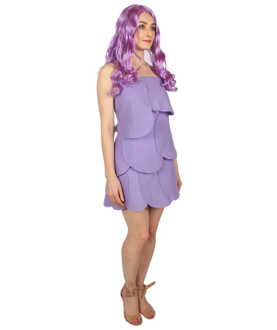 HPO Adult Women's Satin And Chenille Trolls Costume | Purple Cosplay Costume