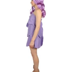 HPO Adult Women's Satin And Chenille Trolls Costume | Purple Cosplay Costume