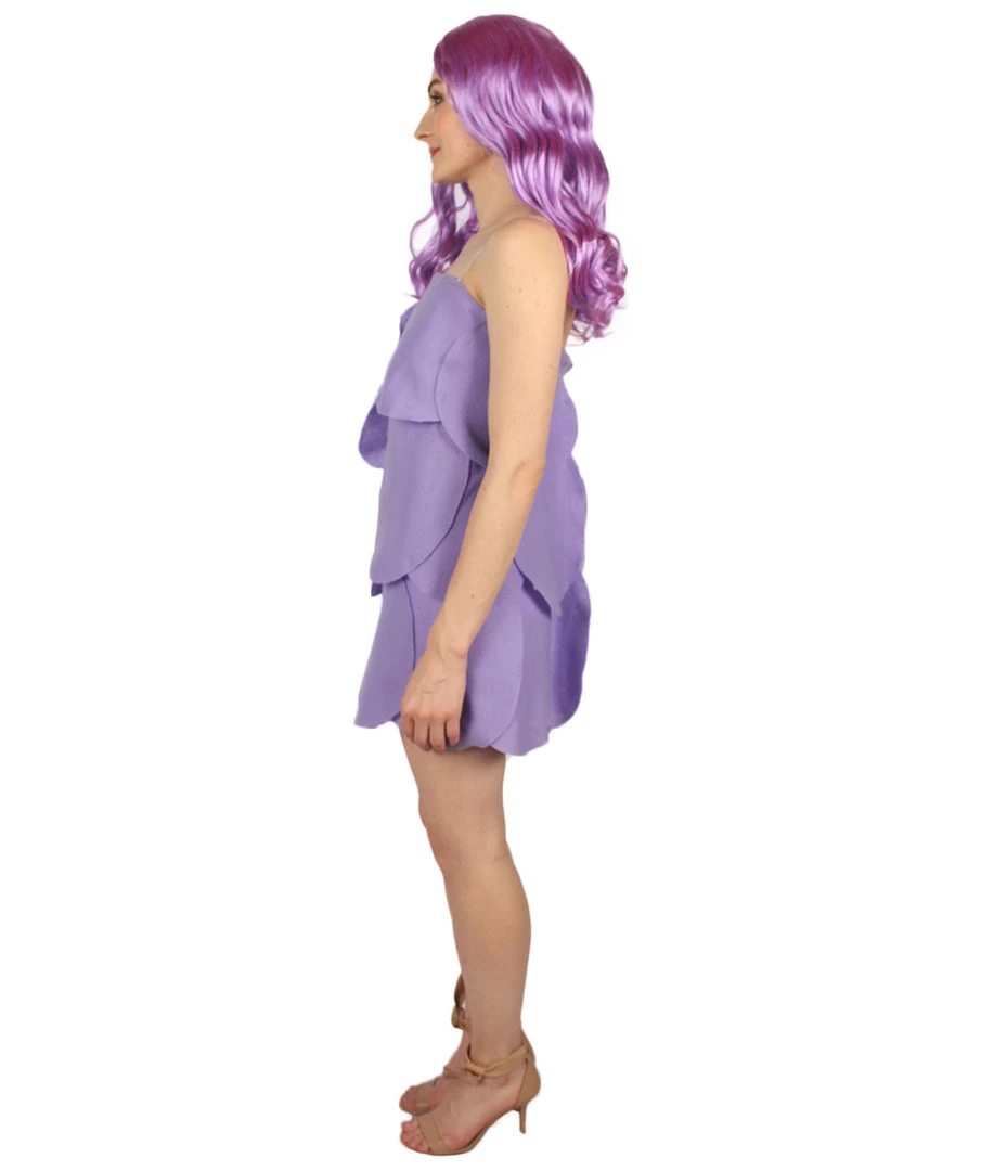 HPO Adult Women's Satin And Chenille Trolls Costume | Purple Cosplay Costume