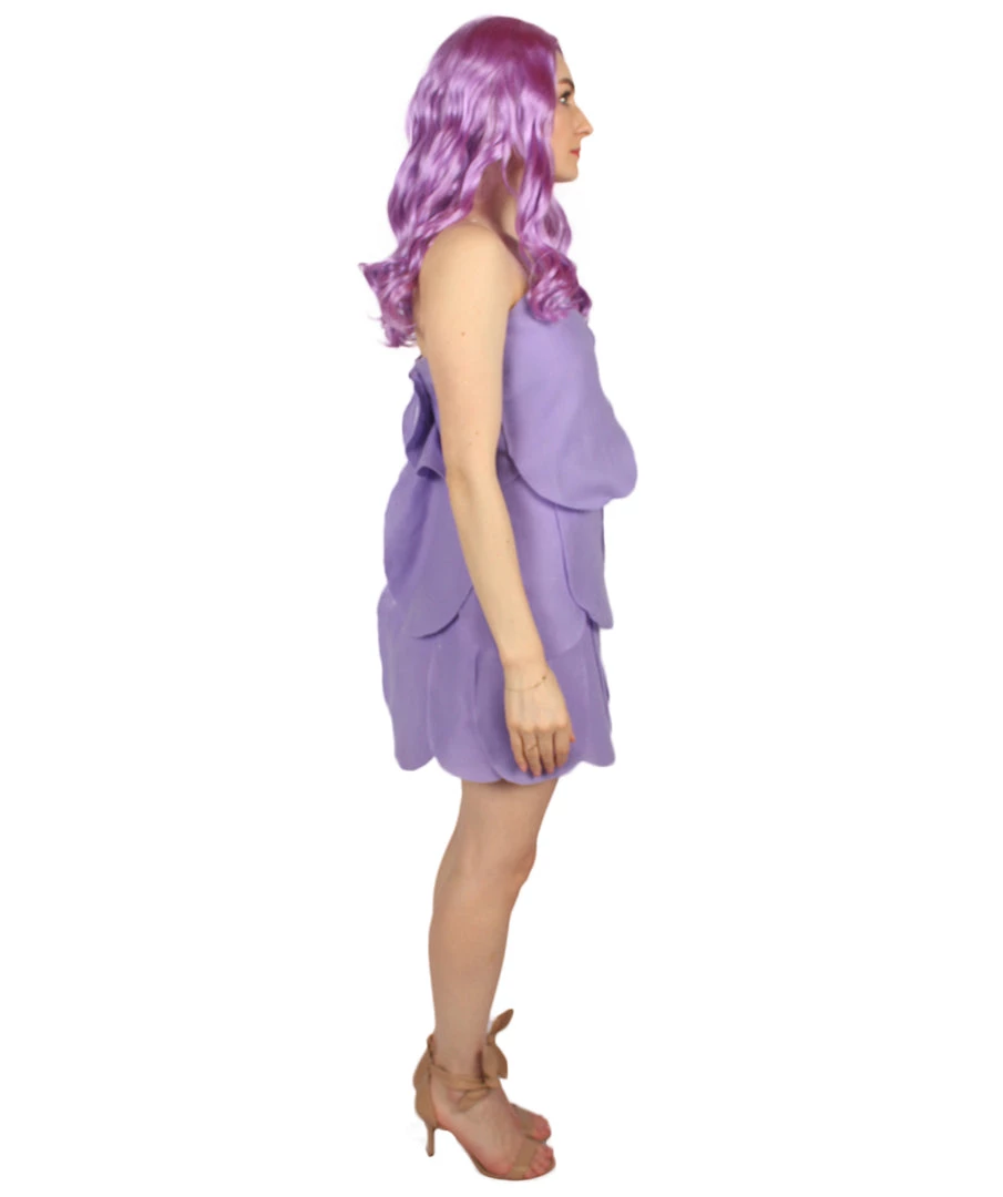 HPO Adult Women's Satin And Chenille Trolls Costume | Purple Cosplay Costume