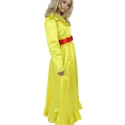 HPO Women's Evil Annabella Doll | White Long Maxi Dress In Satin-Feel | Premium Horror Halloween Costume