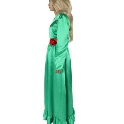 HPO Women's Evil Annabella Doll | White Long Maxi Dress In Satin-Feel | Premium Horror Halloween Costume