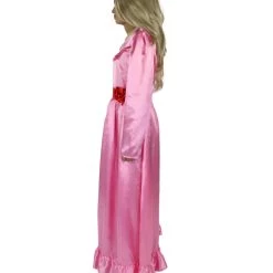 HPO Women's Evil Annabella Doll | White Long Maxi Dress In Satin-Feel | Premium Horror Halloween Costume