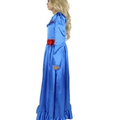 HPO Women's Evil Annabella Doll | White Long Maxi Dress In Satin-Feel | Premium Horror Halloween Costume