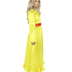 HPO Women's Evil Annabella Doll | White Long Maxi Dress In Satin-Feel | Premium Horror Halloween Costume