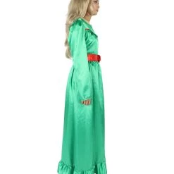 HPO Women's Evil Annabella Doll | White Long Maxi Dress In Satin-Feel | Premium Horror Halloween Costume