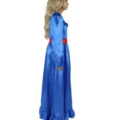 HPO Women's Evil Annabella Doll | White Long Maxi Dress In Satin-Feel | Premium Horror Halloween Costume