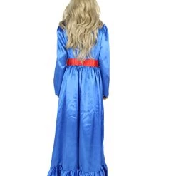 HPO Women's Evil Annabella Doll | White Long Maxi Dress In Satin-Feel | Premium Horror Halloween Costume