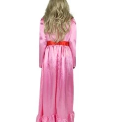 HPO Women's Evil Annabella Doll | White Long Maxi Dress In Satin-Feel | Premium Horror Halloween Costume