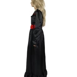 HPO Women's Evil Annabella Doll | White Long Maxi Dress In Satin-Feel | Premium Horror Halloween Costume
