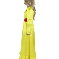 HPO Women's Evil Annabella Doll | White Long Maxi Dress In Satin-Feel | Premium Horror Halloween Costume