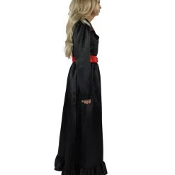 HPO Women's Evil Annabella Doll | White Long Maxi Dress In Satin-Feel | Premium Horror Halloween Costume