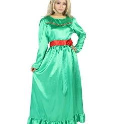 HPO Women's Evil Annabella Doll | White Long Maxi Dress In Satin-Feel | Premium Horror Halloween Costume