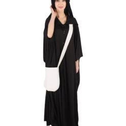 HPO Adult Women's Robe Handmaid Costume With Bag And Bonnet | Black Cosplay Costume