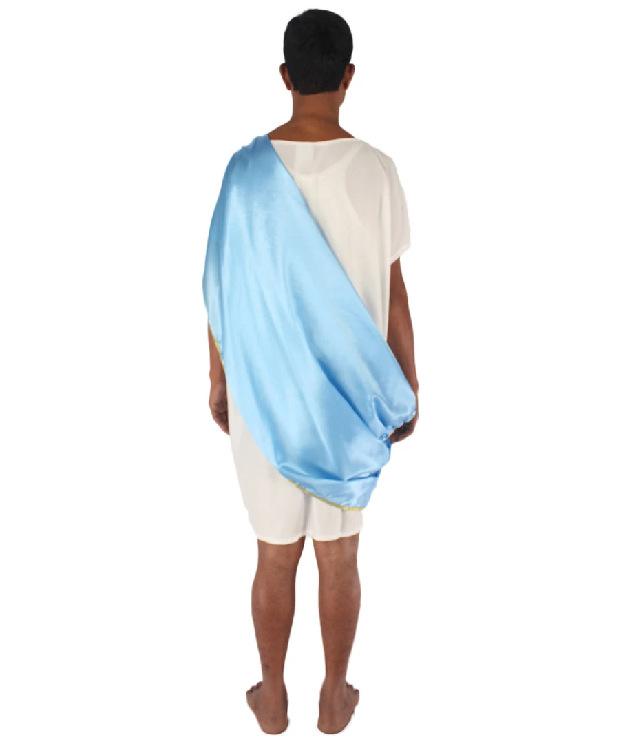 HPO Adult Men's Greek Toga Historical Costume White And Blue Costume