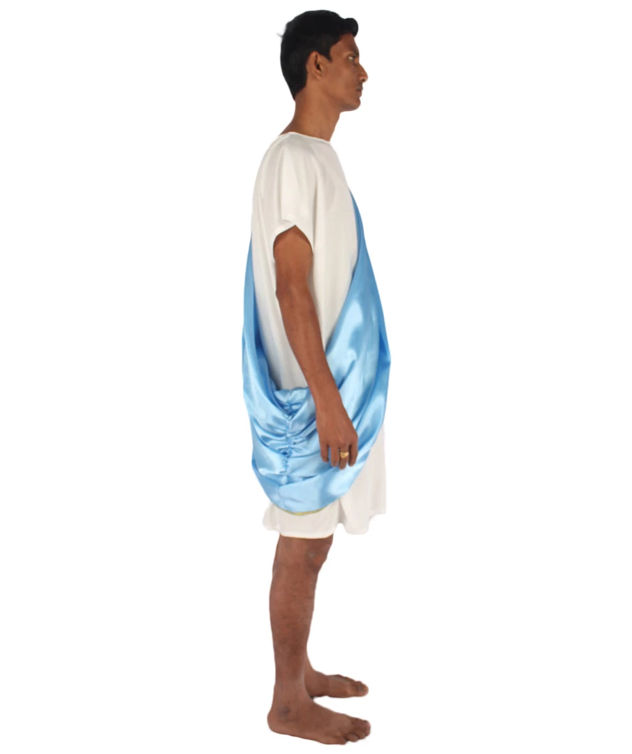 HPO Adult Men's Greek Toga Historical Costume White And Blue Costume