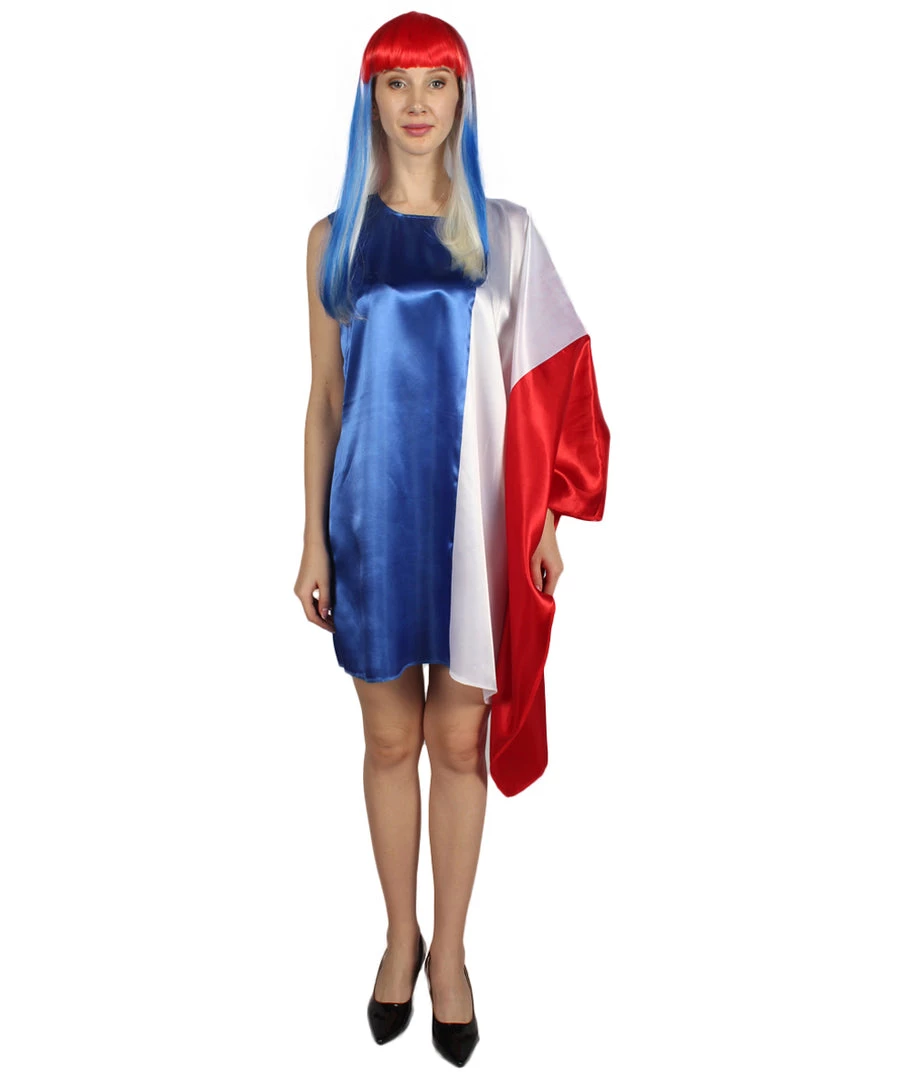 FLAGWIGS Adult Women's France Flag Dress Costume | Patriotic Cosplay Costume
