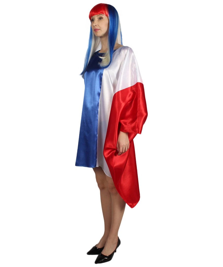 FLAGWIGS Adult Women's France Flag Dress Costume | Patriotic Cosplay Costume