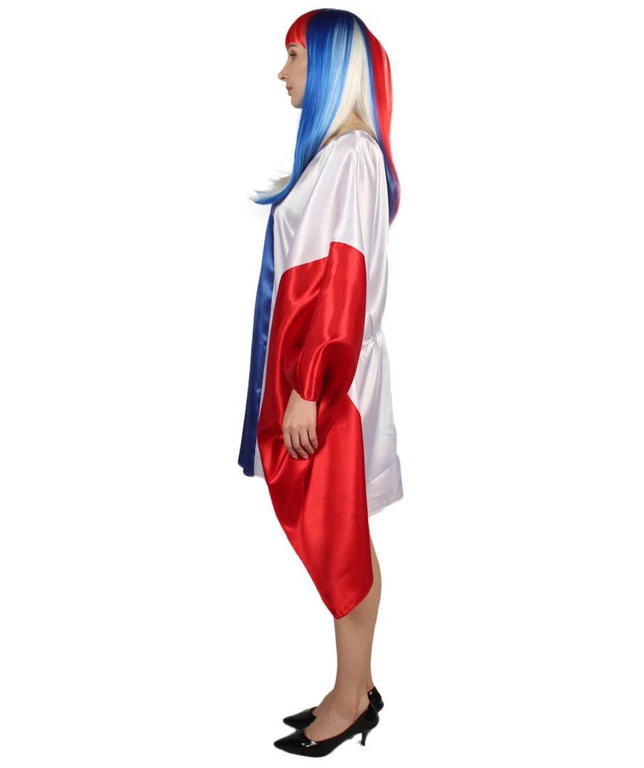 FLAGWIGS Adult Women's France Flag Dress Costume | Patriotic Cosplay Costume