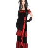 HPO Adult Women Day Of The Dead Bridal Costume | Black & Red Halloween Costume