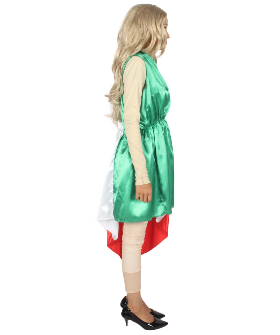 FLAGWIGS Adult Women's Celebratory Italian Flag Dress Sport Costume | Patriotic Cosplay Costume