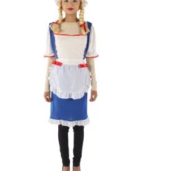 HPO Adult Women's Cheerful Rag Doll Storybook & Fairytale Costume | Blue & White Cosplay Costume