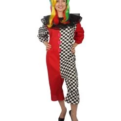 HPO Adult Women's Naughty Clown Jumpsuit Costume | Multi Halloween Costume
