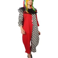 HPO Adult Women's Naughty Clown Jumpsuit Costume | Multi Halloween Costume