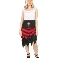 HPO Adult Women PIRATE BUCCANEER COSTUME | Black, White & Red Halloween Costume Men's